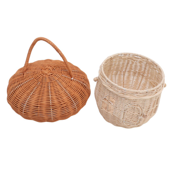 HG Rattan Woven Basket Hand Crafted Natural Cute Vintage Mushroom Shape Portabl - Image 3