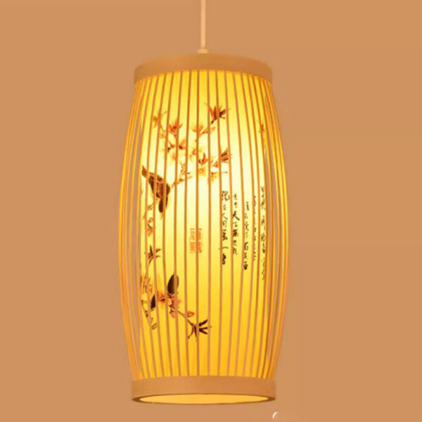 HG Woven Pendant Light Chinese Japanese Style Retro Rattan Lampshade Pendant Cha - Image 6