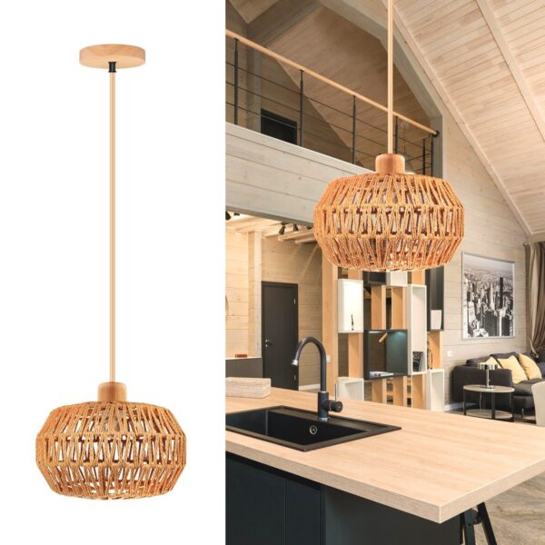 Hinio Rattan Woven Pendant Light, Bohemian Pendant Light