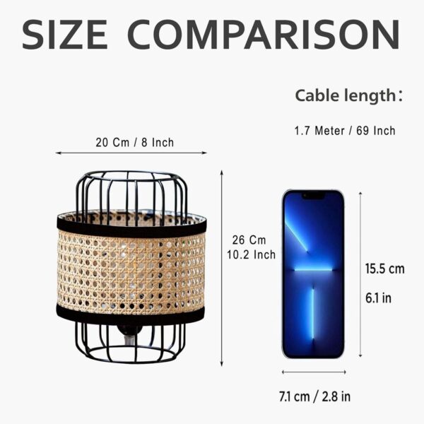 HOMESAKE Rattan Pendant Light Table Lamp - 10 inch - Image 5