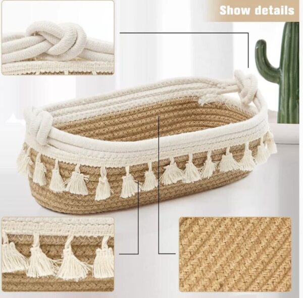 HOSROOME Small Woven Storage Basket Boho Decor Baskets for Organizing Small S... - Image 2