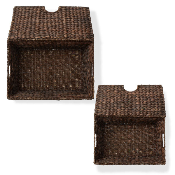 Hyacinth Storage Chests with Lids, Wicker Nesting Baskets w/ Tapered Bottoms - Image 6