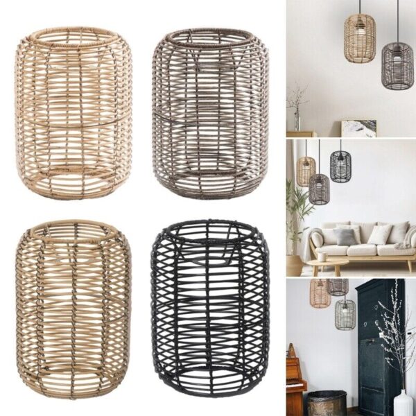 Imitation Rattan Lampshade Ceiling Pendant Lamp Shade Covers for Dining Room - Image 2