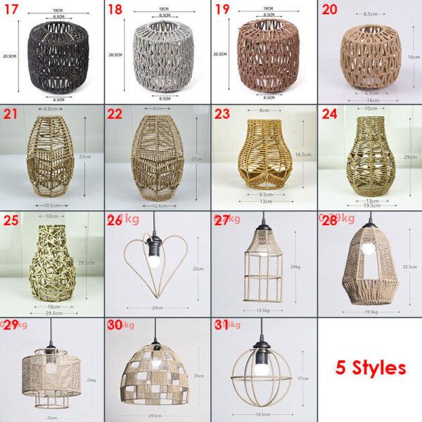 Imitation Rattan Lampshade DIY Woven Chandelier Handmade Hanging Cover Fot E27 - Image 3