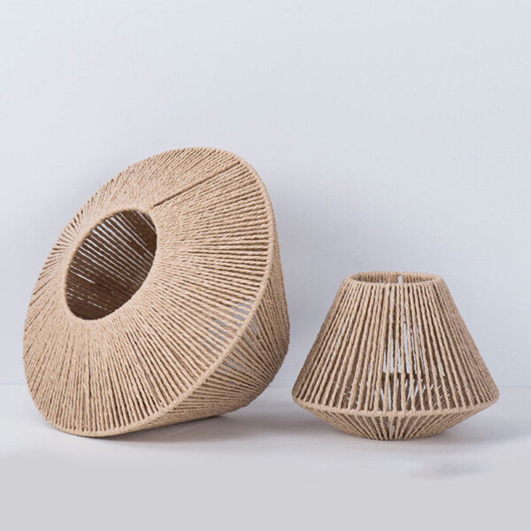 Imitation Rattan Woven Paper Lampshade Ceiling Light Shade Pendant Cover Decor - Image 2