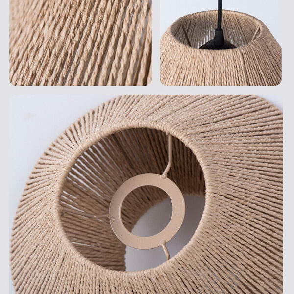 Imitation Rattan Woven Paper Lampshade Ceiling Light Shade Pendant Cover Decor - Image 5