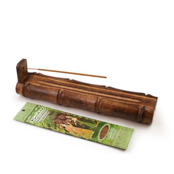 Incense Burner - Bamboo Holder and Storage - 12 inches - Image 2