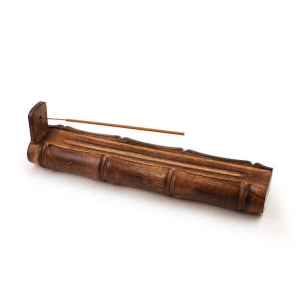 Incense Burner - Bamboo Holder and Storage - 12 inches