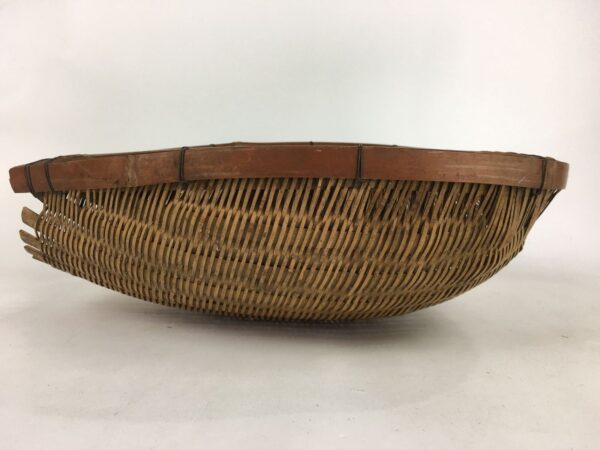 Japanese Bamboo Drying Basket Vtg Natural Kago Zaru 41.2 cm Wide B182 - Image 3