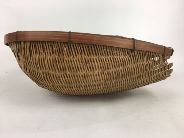 Japanese Bamboo Drying Basket Vtg Natural Kago Zaru 41.2 cm Wide B182 - Image 5