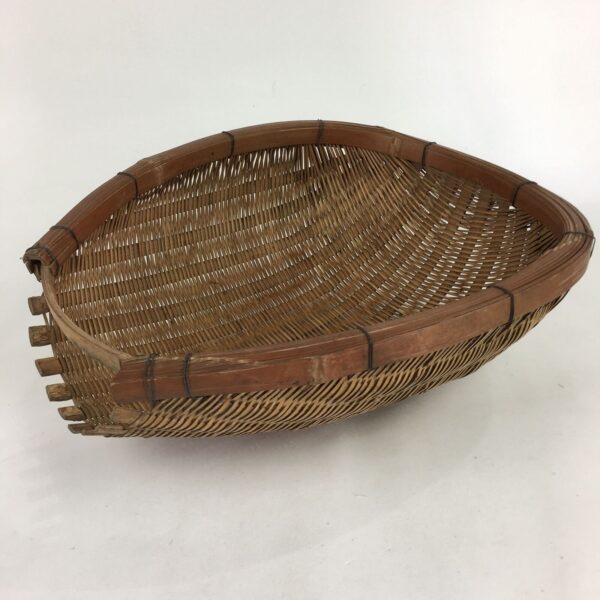 Japanese Bamboo Drying Basket Vtg Natural Kago Zaru 41.2 cm Wide B182