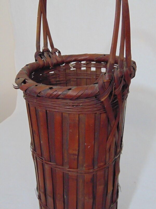 Japanese Hanakago Ikebana Splint Bamboo Flower Basket with Handle and Liner - Image 2