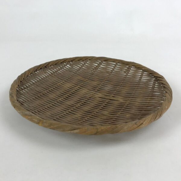 Japanese Handwoven Zaru Bamboo Basket Vtg Natural Kago Colander 24cm Wide B218 - Image 2