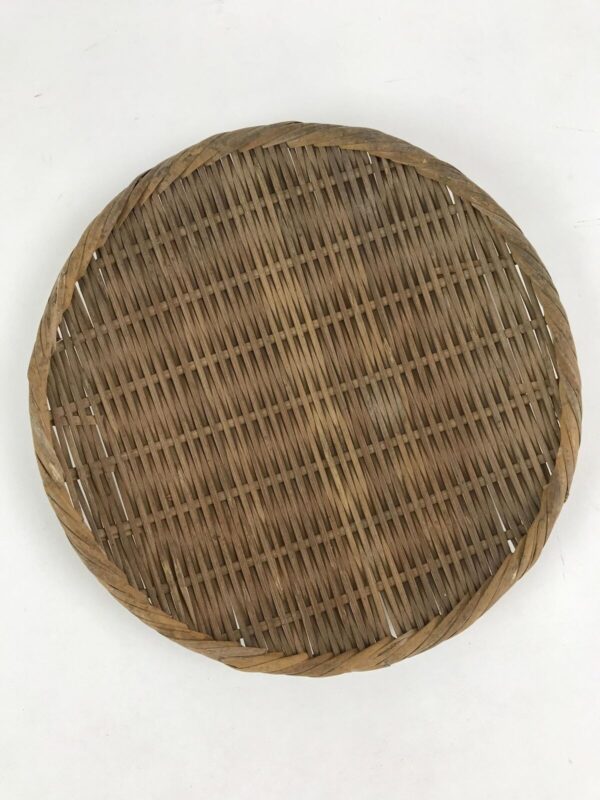 Japanese Handwoven Zaru Bamboo Basket Vtg Natural Kago Colander 24cm Wide B218 - Image 3