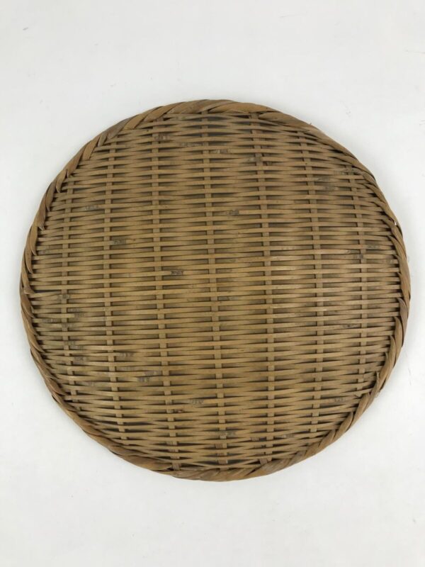 Japanese Handwoven Zaru Bamboo Basket Vtg Natural Kago Colander 24cm Wide B218 - Image 4