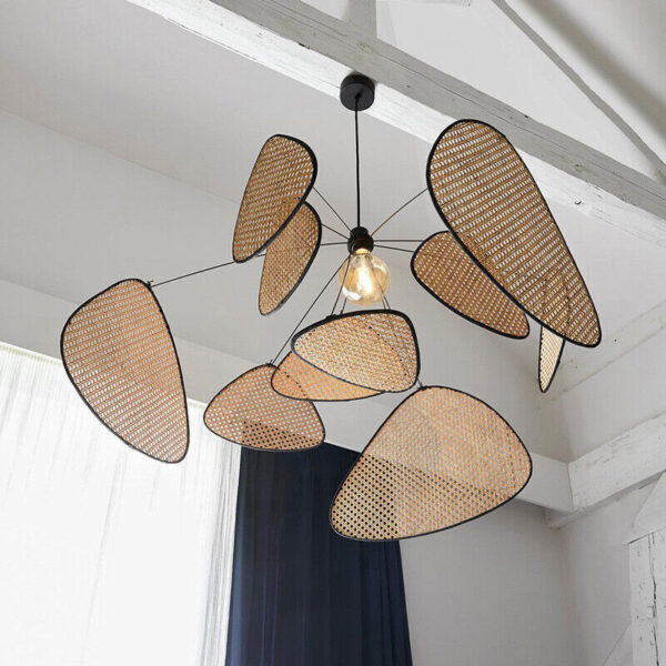 Japanese Pastoral Rattan Chandelier Pendant Light Suspension Ceiling Lamp - Image 3