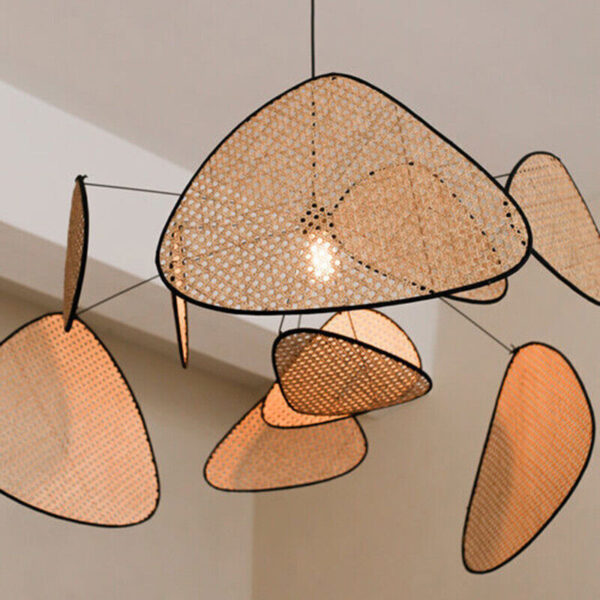 Japanese Pastoral Rattan Chandelier Pendant Light Suspension Ceiling Lamp - Image 5