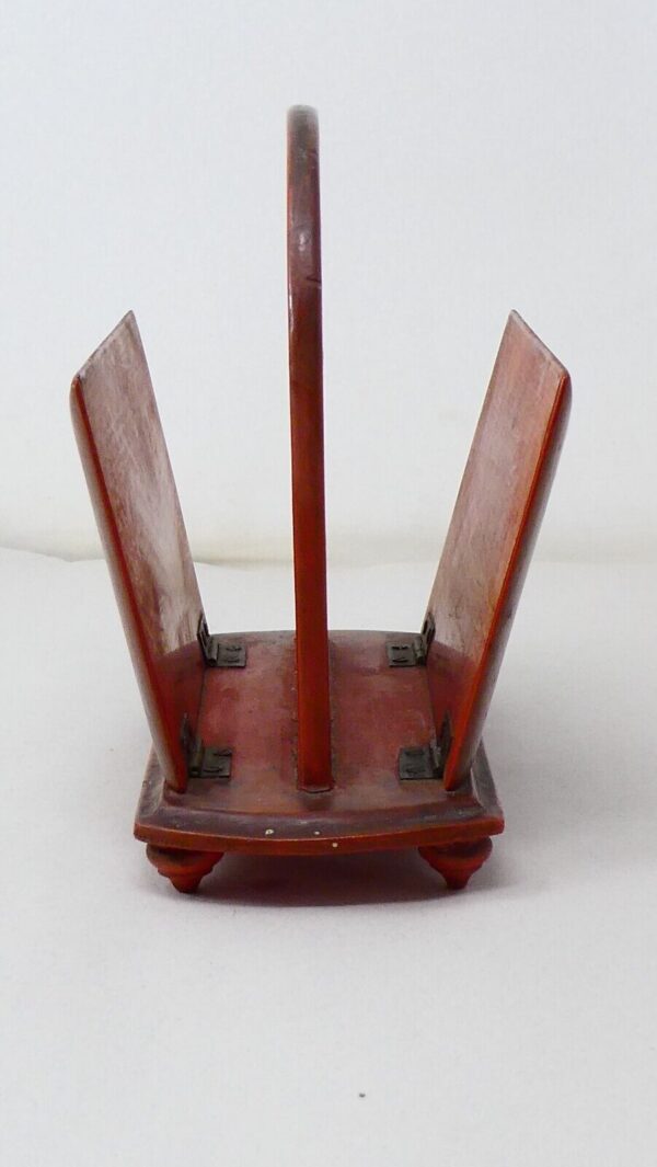 Japanese Red Lacquered Wooden Letter Holder Dragon Bamboo Design - Image 3