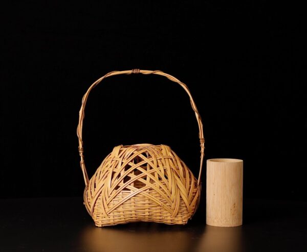 Japanese Signed Ikebana Bamboo Basket Contemporary design UU84 - Image 3