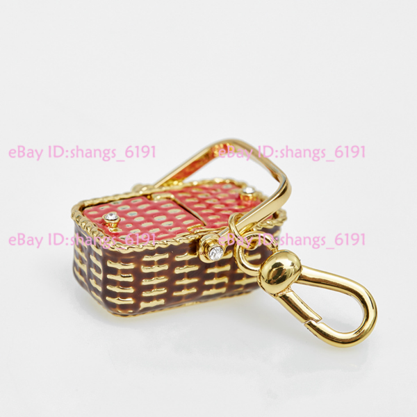 Juicy Couture Charm Openable Picnic Basket Pendant Bamboo Woven Handbag Necklace - Image 2