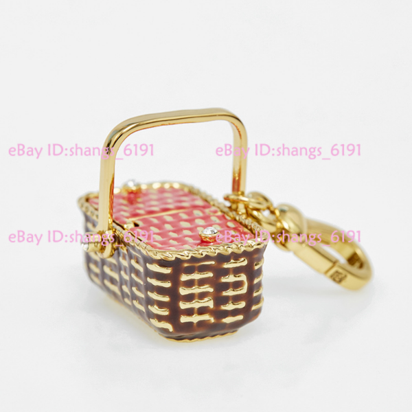 Juicy Couture Charm Openable Picnic Basket Pendant Bamboo Woven Handbag Necklace - Image 3