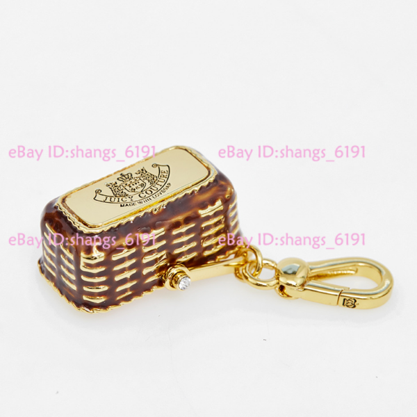 Juicy Couture Charm Openable Picnic Basket Pendant Bamboo Woven Handbag Necklace - Image 5