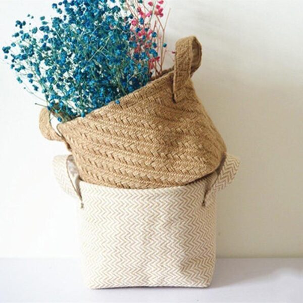 Jute Cloth Basket Home Storage Ideas Boho Decor jute,linen Baskets - Image 2