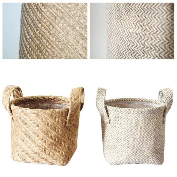 Jute Cloth Basket Home Storage Ideas Boho Decor jute,linen Baskets - Image 5