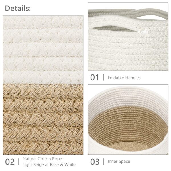 Jute Spliced Cotton Rope Plant Basket Modern Woven Storage Basket for 10" Flo... - Image 5