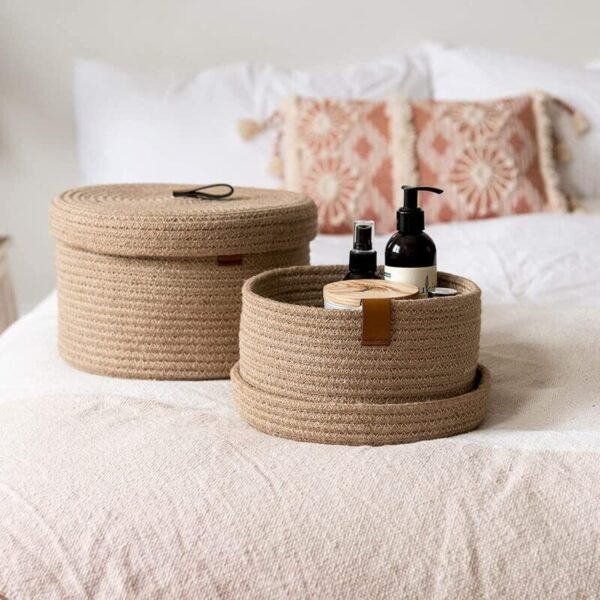 Jute Woven Basket / Storage Box - Set of 2 - Image 2