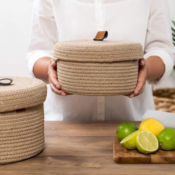 Jute Woven Basket / Storage Box - Set of 2 - Image 3