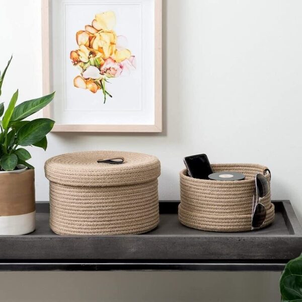 Jute Woven Basket / Storage Box - Set of 2 - Image 5