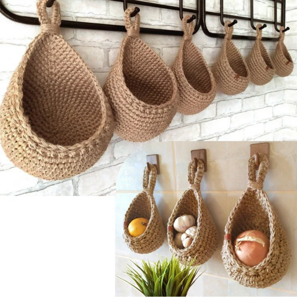 Jute Woven Teardrop Wall Basket - Image 2