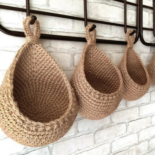 Jute Woven Teardrop Wall Basket - Image 3