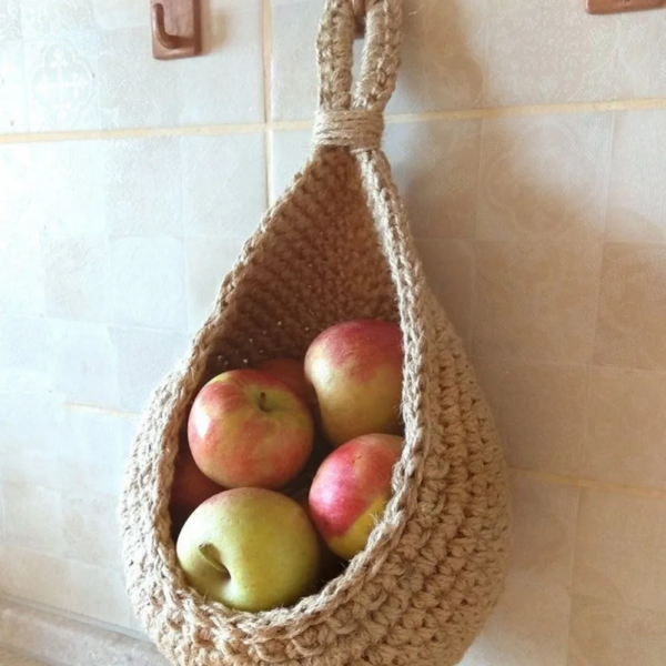 Jute Woven Teardrop Wall Basket - Image 4