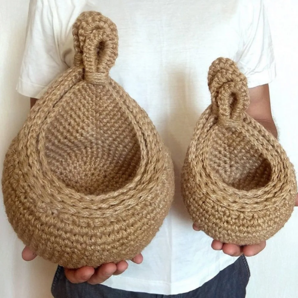 Jute Woven Teardrop Wall Basket - Image 6