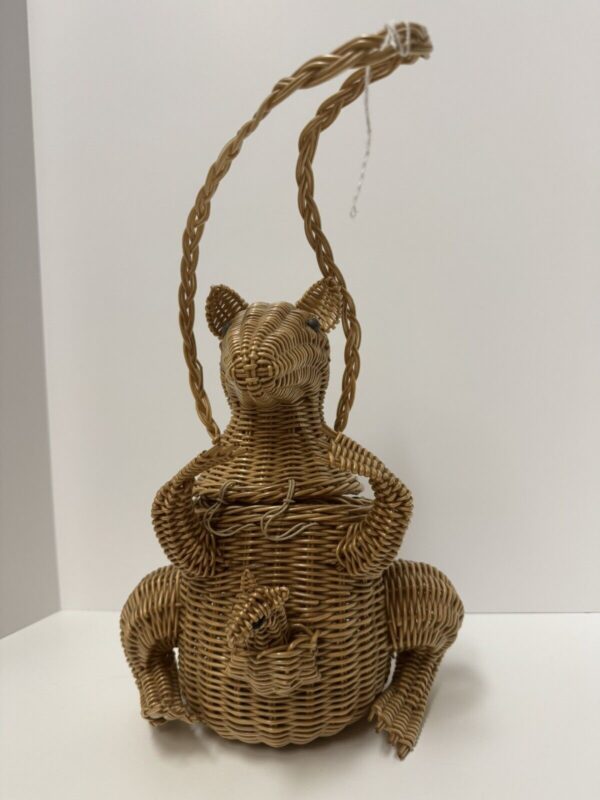 Kangaroo Woven Basket With Roo In Her Pouch, 10"Wx8"Dx11.5"H