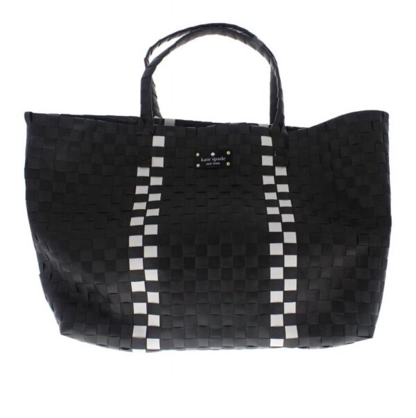 Kate Spade-Black+White Basket Weave-Woven Tote Beach Bag/Shopping/Travel-(NWT) - Image 2