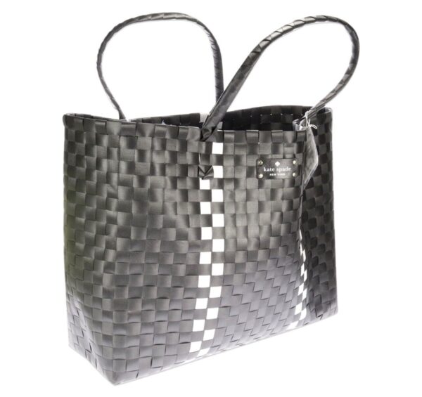 Kate Spade-Black+White Basket Weave-Woven Tote Beach Bag/Shopping/Travel-(NWT) - Image 4