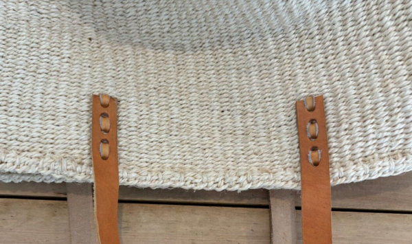 Kenyan Hand Woven Leather and Sisal Tote Bag New Retailed $69 - Image 2