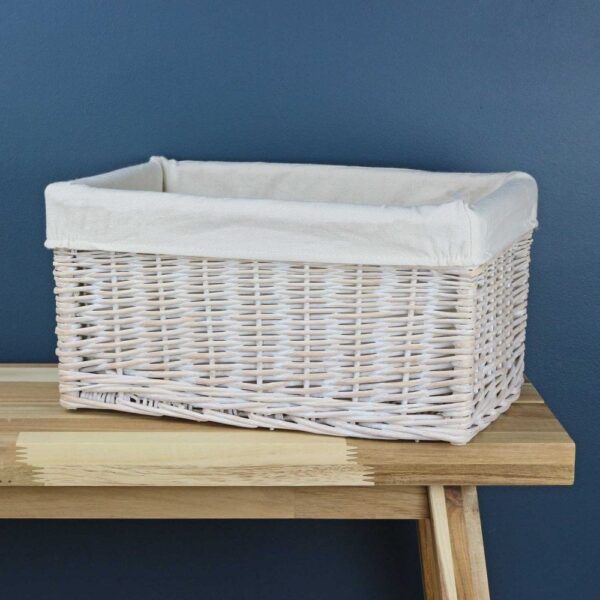 Keswick White Wash Wicker Storage Basket