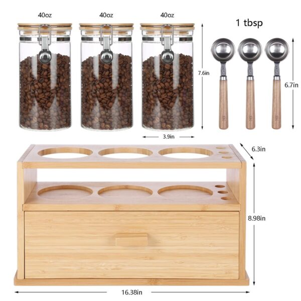 KKC Bamboo Tea and Coffee Organizer for Countertop with Tea Bags Drawer,Coffe... - Image 2