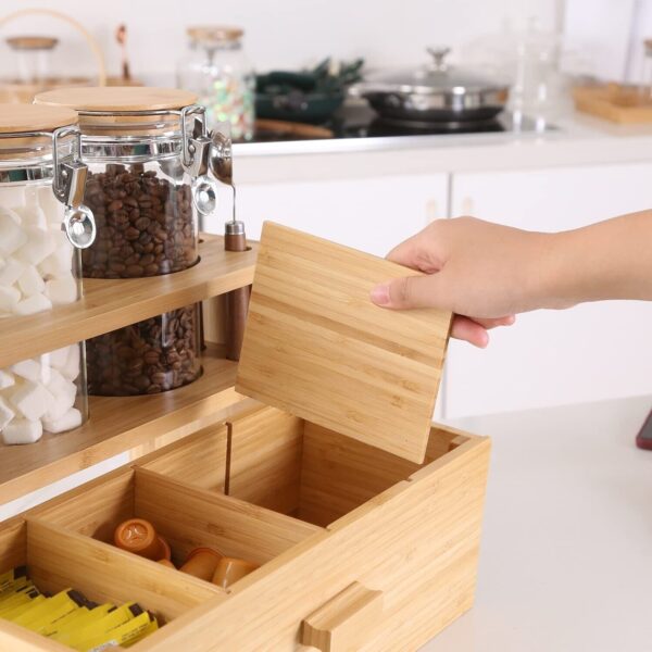 KKC Bamboo Tea and Coffee Organizer for Countertop with Tea Bags Drawer,Coffe... - Image 6