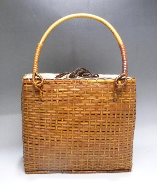 Kyoto Kurochiku Bamboo Basket Bag Drawstring Handbag Storage - Image 2