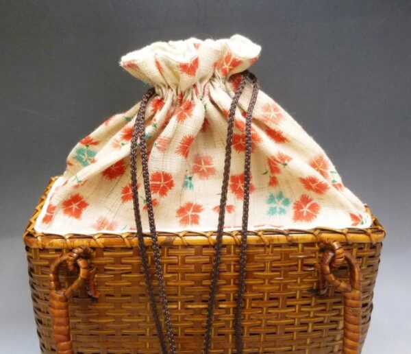 Kyoto Kurochiku Bamboo Basket Bag Drawstring Handbag Storage - Image 5