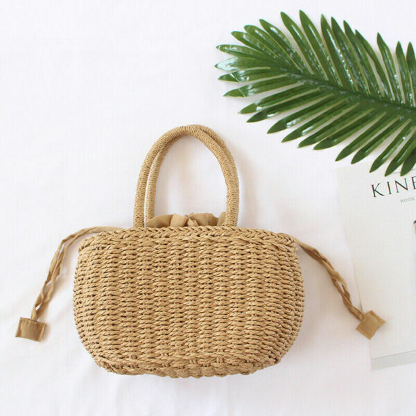 Ladies Women Straw Woven Basket Bags Handbag Boho Beach Summer Vacation Vintage - Image 3