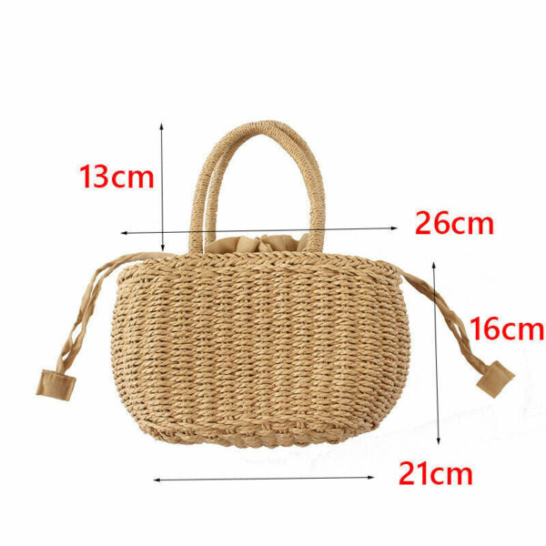 Ladies Women Straw Woven Basket Bags Handbag Boho Beach Summer Vacation Vintage - Image 4