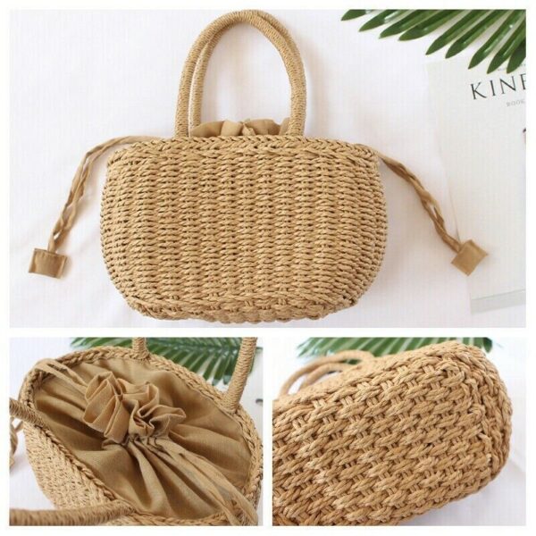 Ladies Women Straw Woven Basket Bags Handbag Boho Beach Summer Vacation Vintage