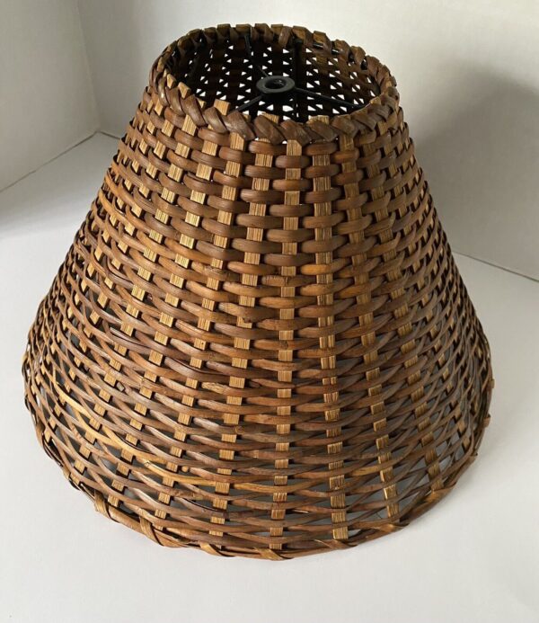 Lamp Shade Rattan 8.5” Tall 15.25” Bottom Diameter READ - Image 3