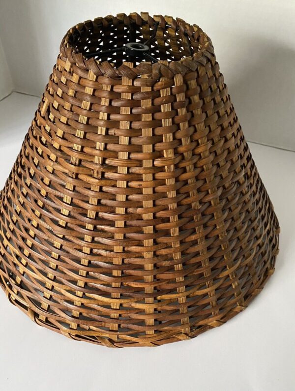 Lamp Shade Rattan 8.5” Tall 15.25” Bottom Diameter READ - Image 4